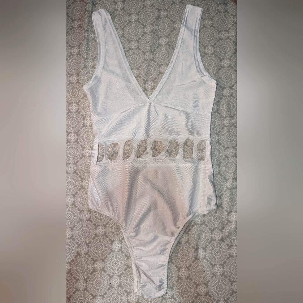 White swim one piece